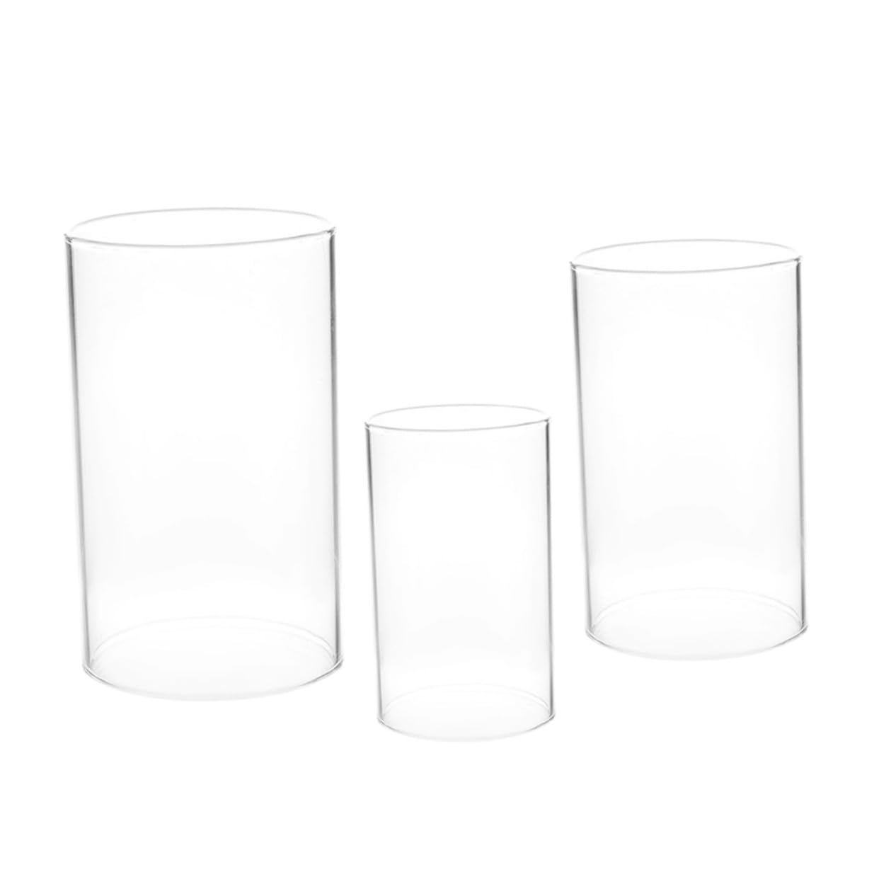 Abat-Jour en Verre Transparent pour Bougies, Lot de 3, Cylindrique