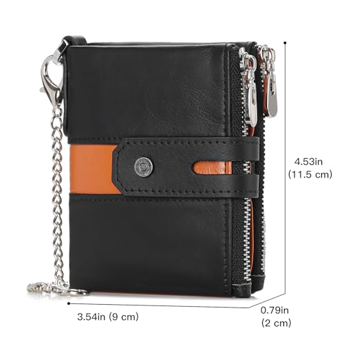 GAEKEAO Chain Wallets for Men - Bifold RFID Blocking Mens Wallet with Chain, High Security Leather Wallets with Coin Pocket4