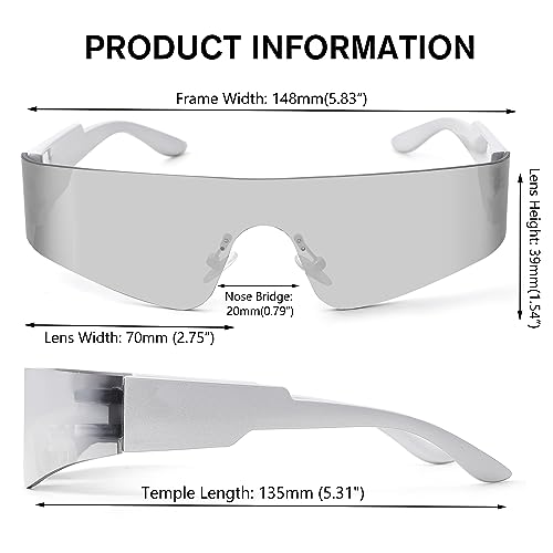 LIU·WEN Trendy Rimless Wrap Around Sunglasses for Women Fashion Futuristic Shield Flat Shades3