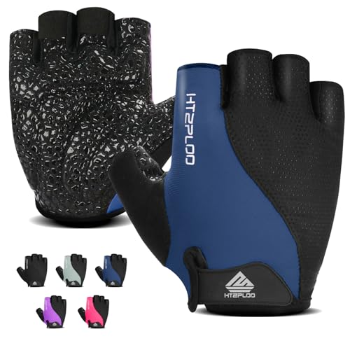 HTZPLOO Workout Gloves for Men Women,Weight Lifting Gloves for Exercise, Gym Training, Fitness,Breathable and Excellent Grip (Dark Blue, X-Small)