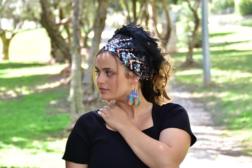 Royal Dusk Ruffle Bandana, Headband Tichel, Chemo Hair Snood, Head Scarf, Head Covering, Jewish Headcovering, Scarf, Hat Bandana4