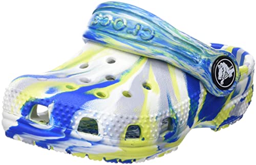 Image of crocs Unisex Adult Classic Marbled Clog K WHI /BCb White /Bright Cobalt (207464-1E8)