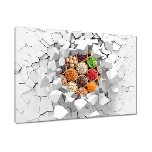 Peinture imprimée sur toile fruits secs et noix 90x60 cm H9560M