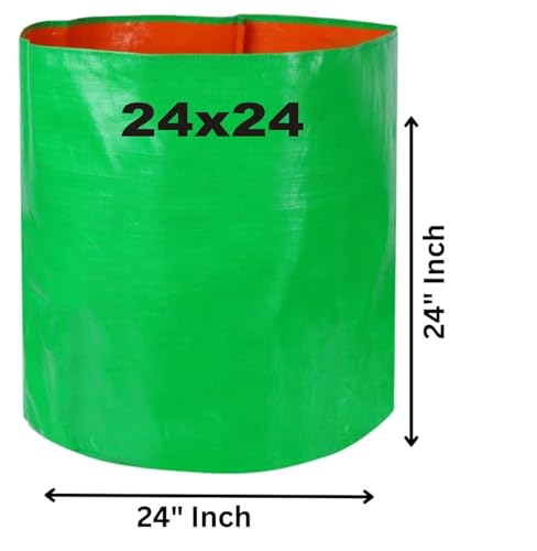 Image of IAgriFarm HDPE UV Treated 24x24 inch, 250 GSM - Pack of 1, Round /Green Color Plant Grow Bag