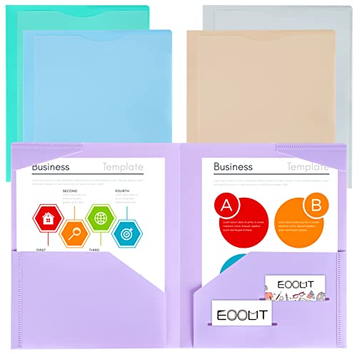 Eoout 5Pcs Plastic Folders With Clear Front Pocket, Pocket Folders, Plastic Folders For Documents, File Folders With Fasteners For Office School Students Teachers (5 Pastel Colors) #TOP9