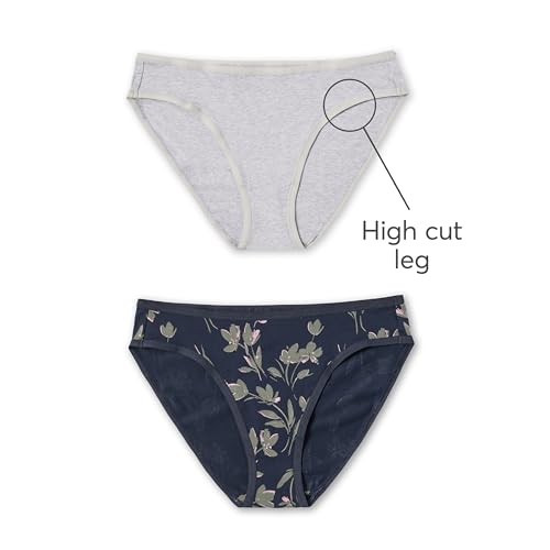 Image of Pact Women's Organic Cotton Bikini Underwear, Classic Fit Panties with High Cut Leg