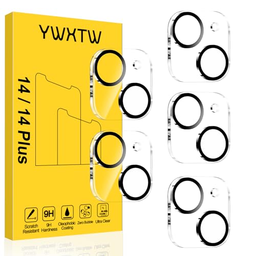 YWXTW [5 Pack Designed for iPhone 14 Camera Lens Protector, for iPhone 14 Plus Camera Lens Protector, Night Shooting Mode, Anti Scratch HD Clear 9H Hardness Tempered Glass