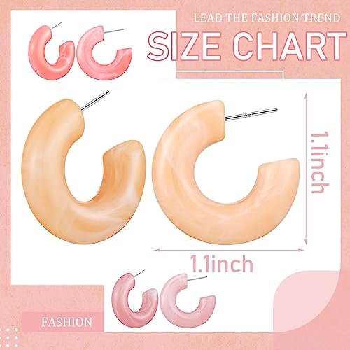 Ecally 12 Pairs Acrylic Resin Hoop Earrings Set Multiple Colors Resin Hoops Summer Lightweight Marble Earrings for Women Party Gifts Jewelry2
