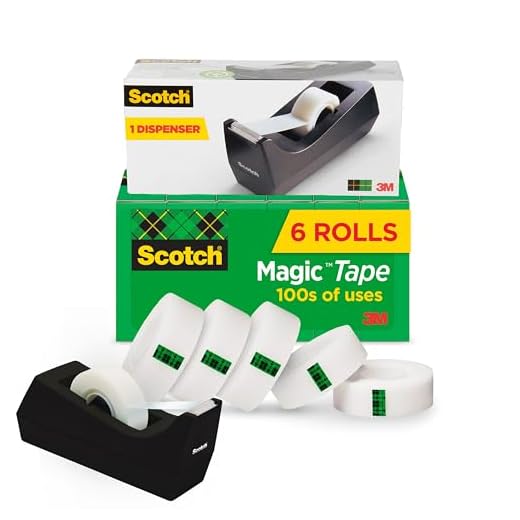 Scotch Magic Tape Desktop Dispenser, 6 Rolls of 3/4" x 1000" Each Plus 1 Desktop Tape Dispenser, Great for Repair, Wrapping and Office Applications