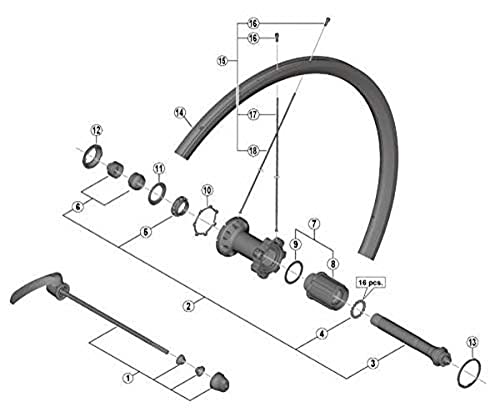 Shimano Pièce de vélo Unisexe Y0D298030 axe de moyeu complet