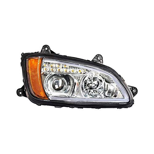 United Pacific 32780 - Projection Headlight Assembly - Passenger Side, Chrome Housing, High/Low Beam, H7 / Hb3 Bulb, Wit