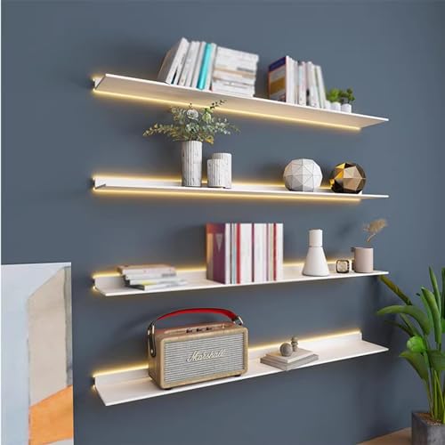Étagères flottantes LED étagère murale lumineuse blanche pour salon