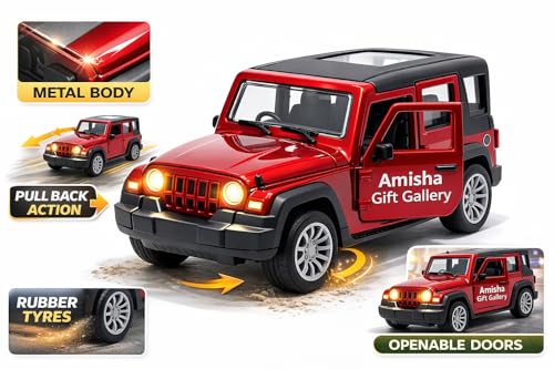 Image of Thar Roxx Metal Light and Sound Toys Car Diecast Toy Car for Kids 1:36 Scale Model Metal Pull Back Sports Car Boys