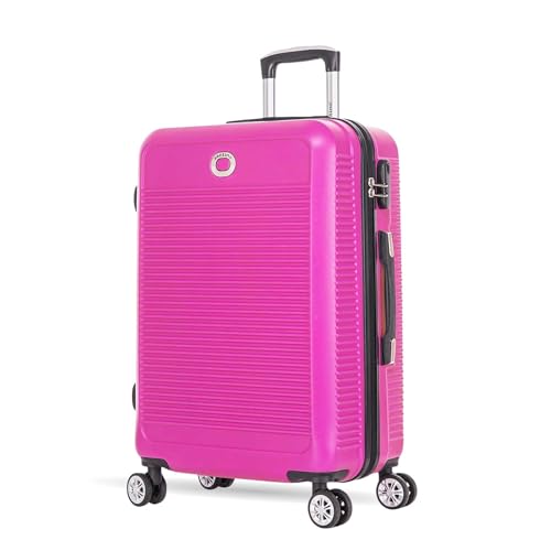 SANTINO Mala de Viagem Grande 32kg Rígida ABS 4 Rodas 360º com Segredo Leve Resistente Flexível Antifurto Pink tamanho 28 polegadas