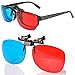KICCOLY Red-blue/Cyan Anaglyph 3D Clip-on Glasses with Box Case Glasses for 3D TV 3D Movie Game Clip Glasses