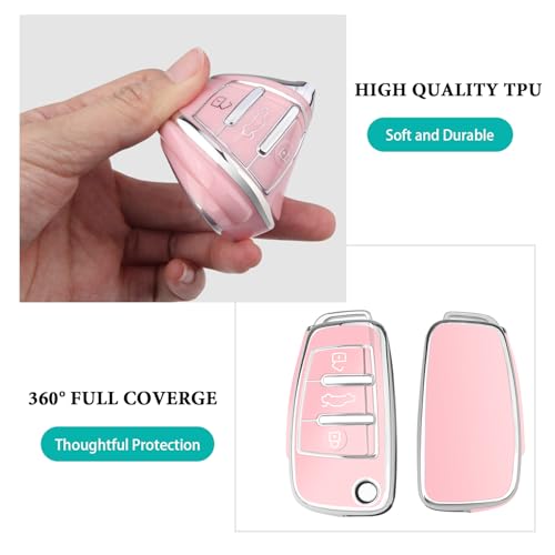 MILD EAST for Audi Key Fob Cover Compatible with A1 A3 Q3 Q7 R8 A6L TT 3 Button Flip Key Shell Case - Image 5