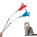 Cat Feather Wands, 2 PCS Interactive Cat Wands with Silvervine Stick and Bells for Cat and Kitten