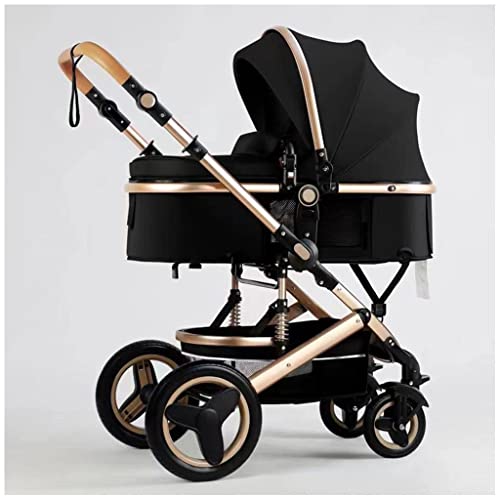 Baby Stroller for Newborn, Lightweight Baby Strollers for Infant and Toddler, High Landscape Shock-Absorbing Carriage Two-Way Pram Trolley Baby Pushchair Ideal for 0-36 Months (Color : Black A)