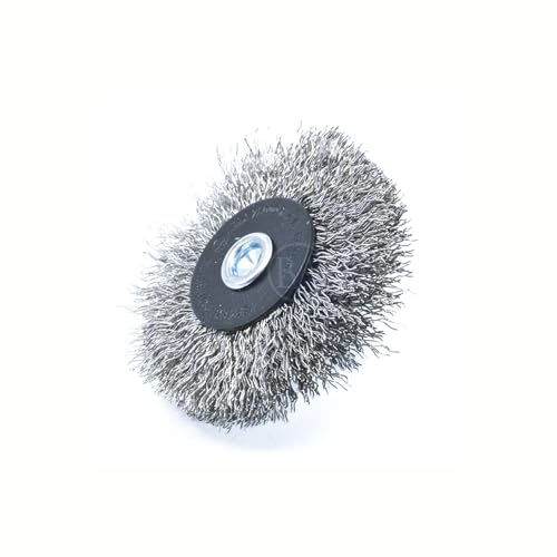 Image of Benchmark Abrasives 2.5 Inch Grinder Mounted Crimped Wire Wheel for Drill with 1 /4 inch Shank, Steel Brush for Rust Removal, Cleaning, Deburring on Cast Iron, Steel Rotary Tools - Stainless Steel