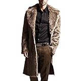 Celucke Herren Pelzmantel Winterjacke Lang Kunstpelz Mantel Reverskragen Plüsch Strickjacke Warme Felljacke Pelz Jacke Faux Fur Pelzjacke Fellmantel Wolljacken