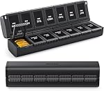 AUVON Innovative Foldable Weekly Pill Organizer Morning Evening with Large Capacity, Pill Case 7 Day AM PM with Dual Protection, User-Friendly Travel Pill Box for Medications, Fish Oils, Vitamins