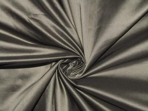 Tissu taffetas de soie noir x crème large de 137 cm pour haute couture