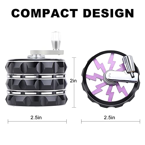 2.5" Hand Crank Aluminium Grinder With Clear Top, Black And Purple, Best Gift #TOP1