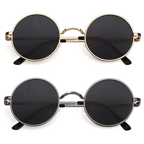 Image of CGID Retro Round Polarized Sunglasses Mens Womens Circle Metal Hippie Shades UV400 Protection E01