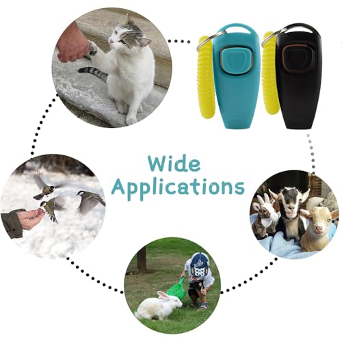 WOLMIK 2 Stück Hund Klicker und Pfeife 2 in 1, Klicker mit Großem Knopf und Pfeifen, Schiedsrichter und Beamte Lauter Klarer Klang İdeal für Trainer, Haustier, Katze, Rückruf - Schwarz & Blau