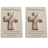 A Pocket Blessing – Baseball Cross Edition, Handmade Baseball Cross Pocket Blessing with Verse Card, Christian Faith Gift for Athletes, Inspirational Sports Keepsake for Players and Coaches (2pcs)