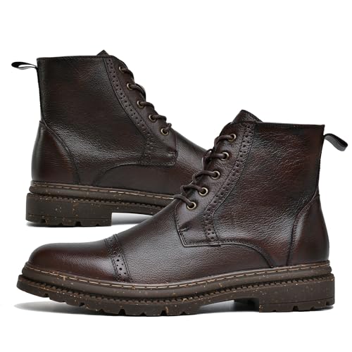 Image of Arkbird Mens Oxford Dress Boots Fashion Casual Genuine Leather Brogue Chukka Ankle Boot for Men