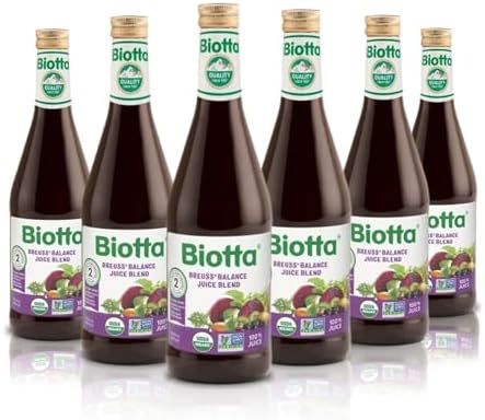 Biotta Organic Breuss Balance Juice - 100% Vegetable Juice for Energy, Immunity & Wellness - Excellent Source of Nutrients - All Natural, Non-GMO, Gluten-Free (16.9 Fl Oz, Pack of 6)