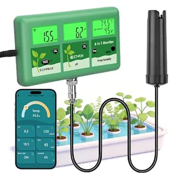 EC pH Continuous Monitor for Hydroponics WiFi pH EC PPM Water Quality