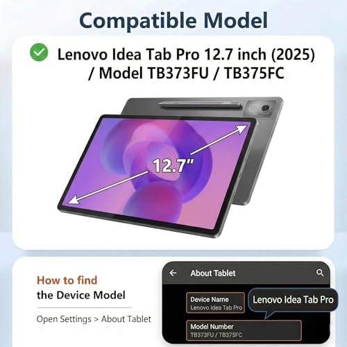 Image of Junfire Protective Case for Lenovo Idea Tab Pro 12.7 inch 2025,Black | Shockproof, Hand Strap, 360Rotating Stand, Pencil Holder, Carrying Shoulder Strap, Hard Shell