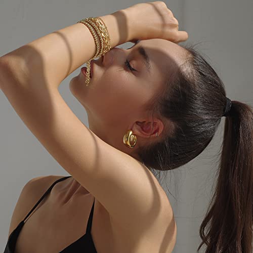 Gold Beaded Bracelets For Women Gold Bracelets For Women Plated Chain Link Bracelet Stretchable Bracelet… (Gold-01(5Pcs-G))… #TOP4