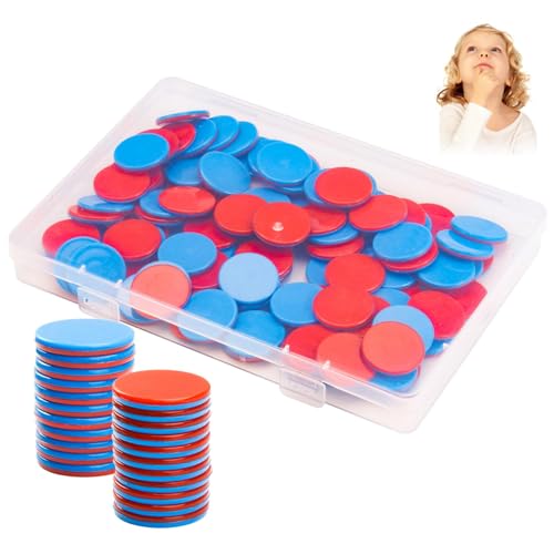 100 Stück Wendeplättchen Rot Blau Plastik für Mathe Rechenhilfe,Rechenplättchen Zählchips für Kinderhände,Rechenschiffchen Zählchips,Mathematik Wendeplättchen für Unterrichts-Oder Heimunterrichtshilfe