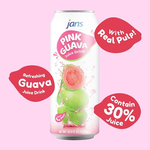 Pink Guava Juice with Pulp, 16.9 oz (Bulk Pack of 12) by JANS | 100% Pure Lychee Juice Drink | NOT From Concentrate, Fat-Free, Cholesterol-Free, Refreshing Taste of the Tropics - Thumbnail 4