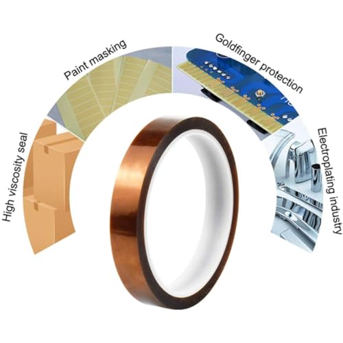 JJiaoLinin Hitzebeständiges Klebeband,Kapton Tape Hohen Temperaturen Hitzebeständig Tape Selbstklebend Isolierband Hohen Temperaturen Kapton Band Klebeband Bis 300°C Wärmeklasse（33 m x 10mm）