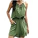 Combinaison d'été pour femme avec bretelles et cordon de serrage - Couleur unie - Vert - L