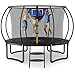 MERACH Trampolin Outdoor 305cm/366cm/427cm/488cm, Trampolin Sicherheitsnetz und Basketball, MaxLoad 330 lb Bodentrampolin Outdoor Gartentrampolin