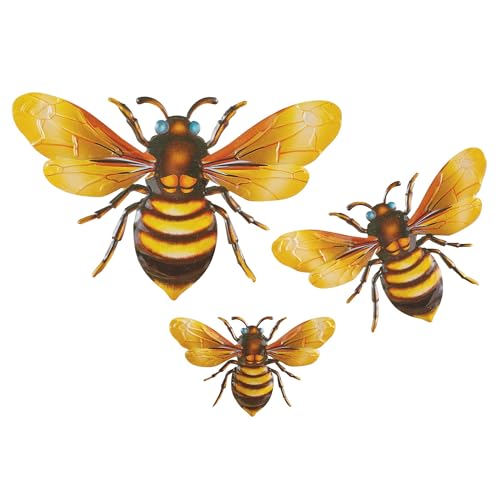 Collections Etc Honey Bee Indoor & Outdoor Metal Wall Art Decor - Set of 3