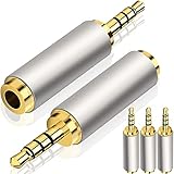 Xiatiaosann 2.5mmオス- 3.5mmメス変換プラグ イヤホンジャック変換 金メッキ端子 スマートフォンとマイクとタブレットとCD プレーヤーとMP3用、 ステレオ変換アダプタ 3 リング 2.5 mm プラグから 3.5 mm ジャック、5 個