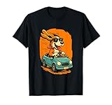 Cooler Hund im Cabrio Cartoon Design T-Shirt