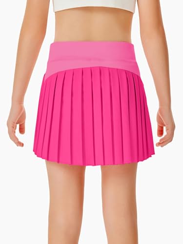 Image of Haloumoning Girls Pleated Skirts with Shorts Athletic Tennis Skorts Sport Performance Skirt with Pockets 4-14 Years