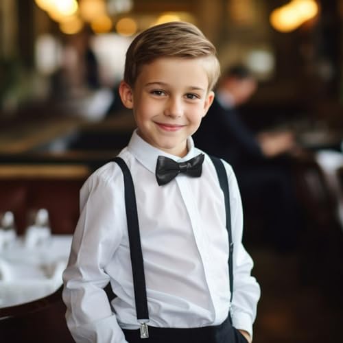 Adjustable Kids Bow Tie Pre-tied Bowtie Classic Solid Color Children Bow Tie Neck Bowtie for Kids Wedding Party Photo2