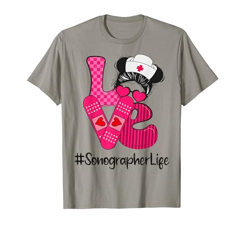 Sonographer Love Valentine Day Cute Women Heart Appreciation T-Shirt