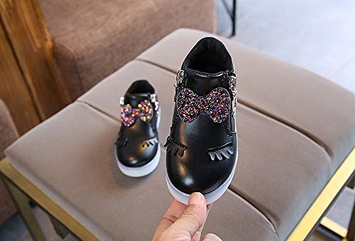 Little Girl's Led Boots Crystal Bowknot Zipper High Top Sports Shoes ?aterproof Luminous Fashion Walking Shoes4