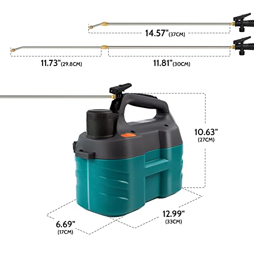Visotech Battery Powered Sprayer, 1.35Gal High Pressure Gardening Sprayer, Powerful Backpack Sprayer With Adjustable Nozzles, Electric Sprayer In Garden And Lawn #TOP1