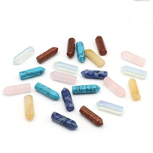 Piedras semipreciosas naturales, prisma Hexagonal, cabeza de bala, varita mágica, decoración del hogar, adornos de cristal de Aura, 6x21mm Menaje de cocina ( Color : Mix-color , Size : 1pcs-6x21MM )
