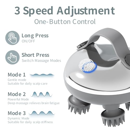 Massageador de couro cabeludo inteligente ScalpHero, cabeça aquecida portátil com 128 nós de massage